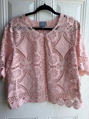 Pink Rabbit Rabbit Rabbit Crocheted Lace Women's Top Size L